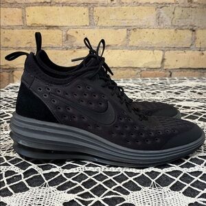 Nike Lunar Elite Sky Hi Black Wedge Sneakers, 7.5